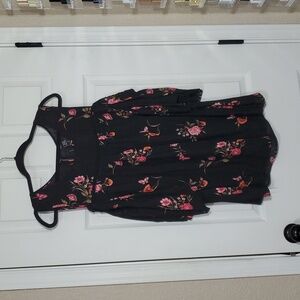 Torrid Black Top with Pink Floral Design